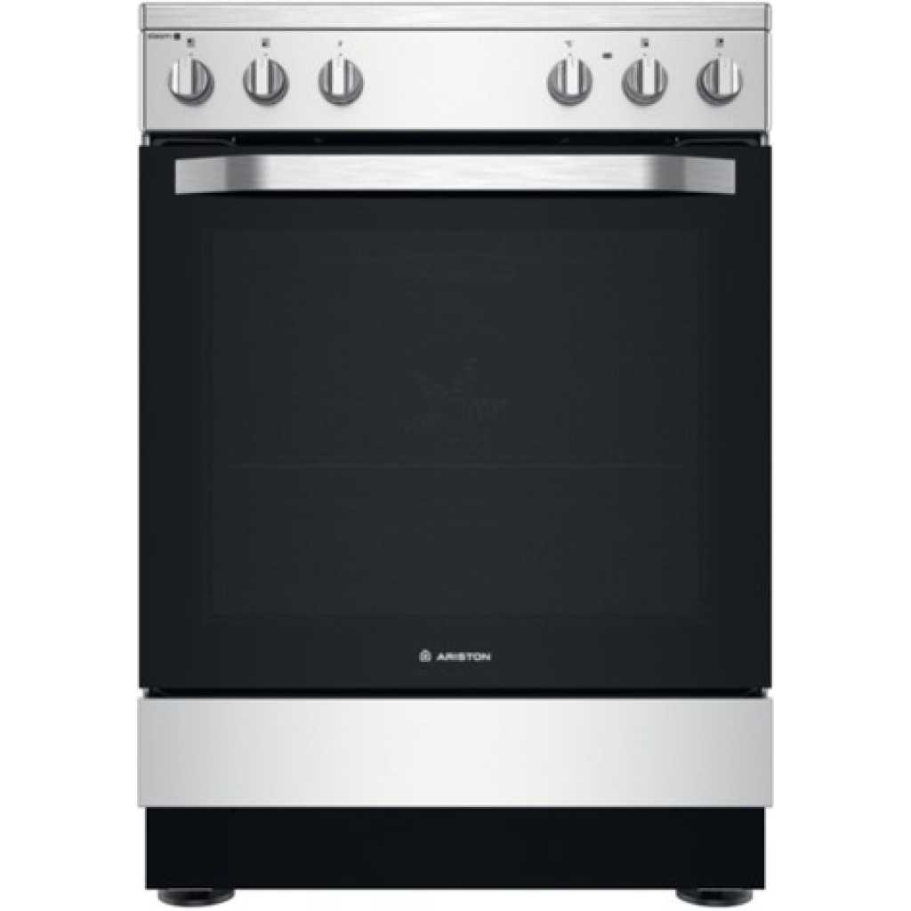 ARISTON Ceramic Cooker 60x60cm AS68V8KHX;  4 Electric Vitroceramic Plates, Electric Oven, Oven Fan, Storage drawer - Inox