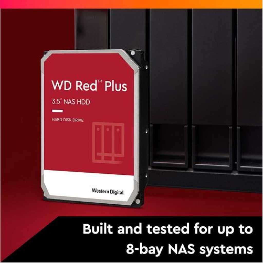 WD Western Digital 8TB Red Plus NAS Internal Hard Drive HDD - 5640 RPM, SATA 256MB/s, CMR