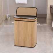 Laundry Hamper with Lid, 72L Bamboo Laundry Basket with Removable Liner, Collapsible Storage.
