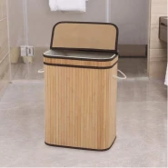 Laundry Hamper with Lid, 72L Bamboo Laundry Basket with Removable Liner, Collapsible Storage.