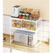 2 Tier Microwave Storage Rack Microwave Shelf Rack Microwave Oven Wall Stand- Multicolor