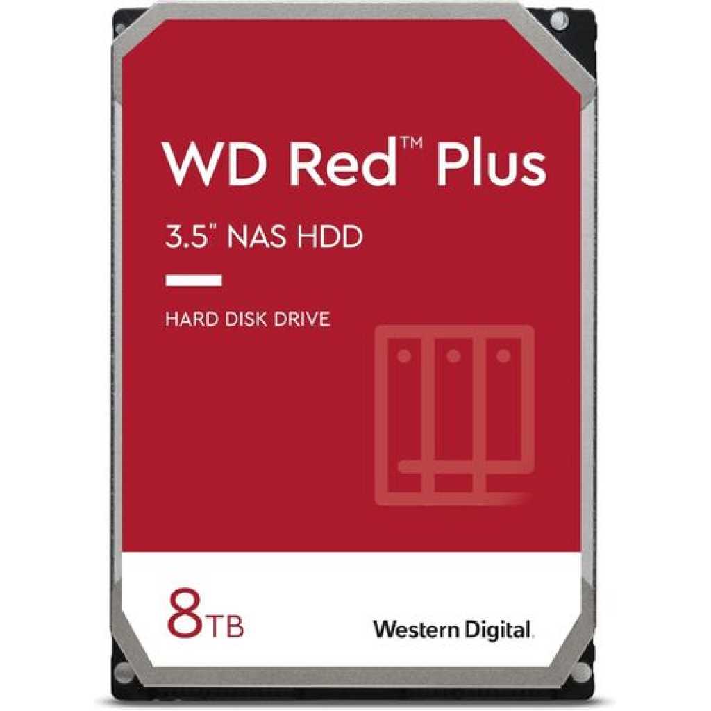 WD Western Digital 8TB Red Plus NAS Internal Hard Drive HDD - 5640 RPM, SATA 256MB/s, CMR.