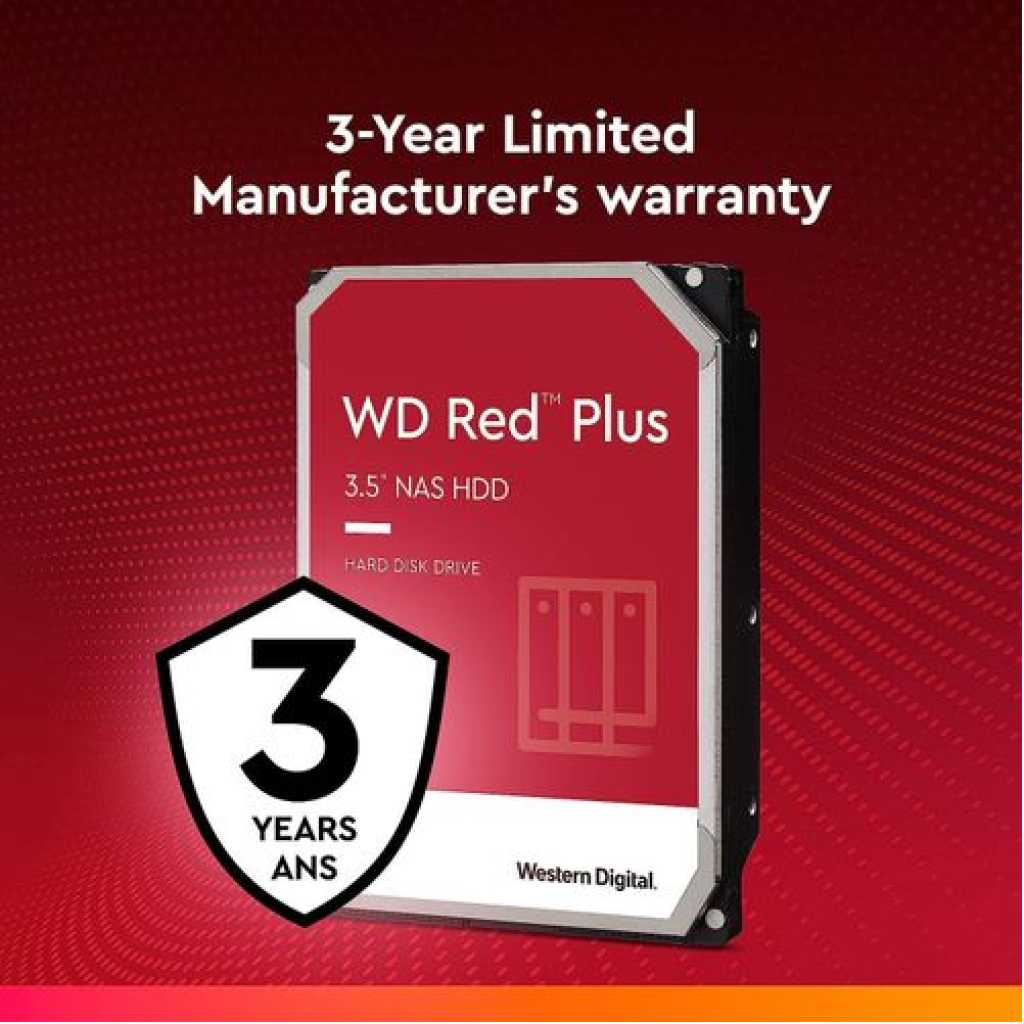 WD Western Digital 8TB Red Plus NAS Internal Hard Drive HDD - 5640 RPM, SATA 256MB/s, CMR.