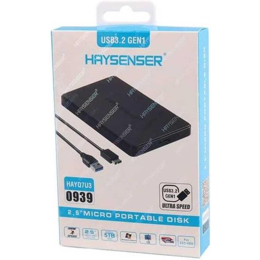 Haysenser USB 3.2 Gen 1Ultra Speed Hard Drive Enclosure, Size 2.5 Inch Micro Portable Disk.