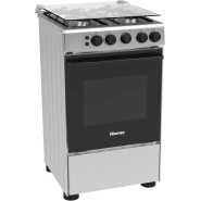 Hisense 50cm 4 Burners Full Gas Cooker with Gas Oven, Auto Ignition – Silver (HFG50111X) (3YRs WRTY)