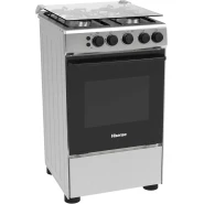 Hisense 50cm 4 Burners Full Gas Cooker with Gas Oven, Auto Ignition – Silver (HFG50111X) (3YRs WRTY)