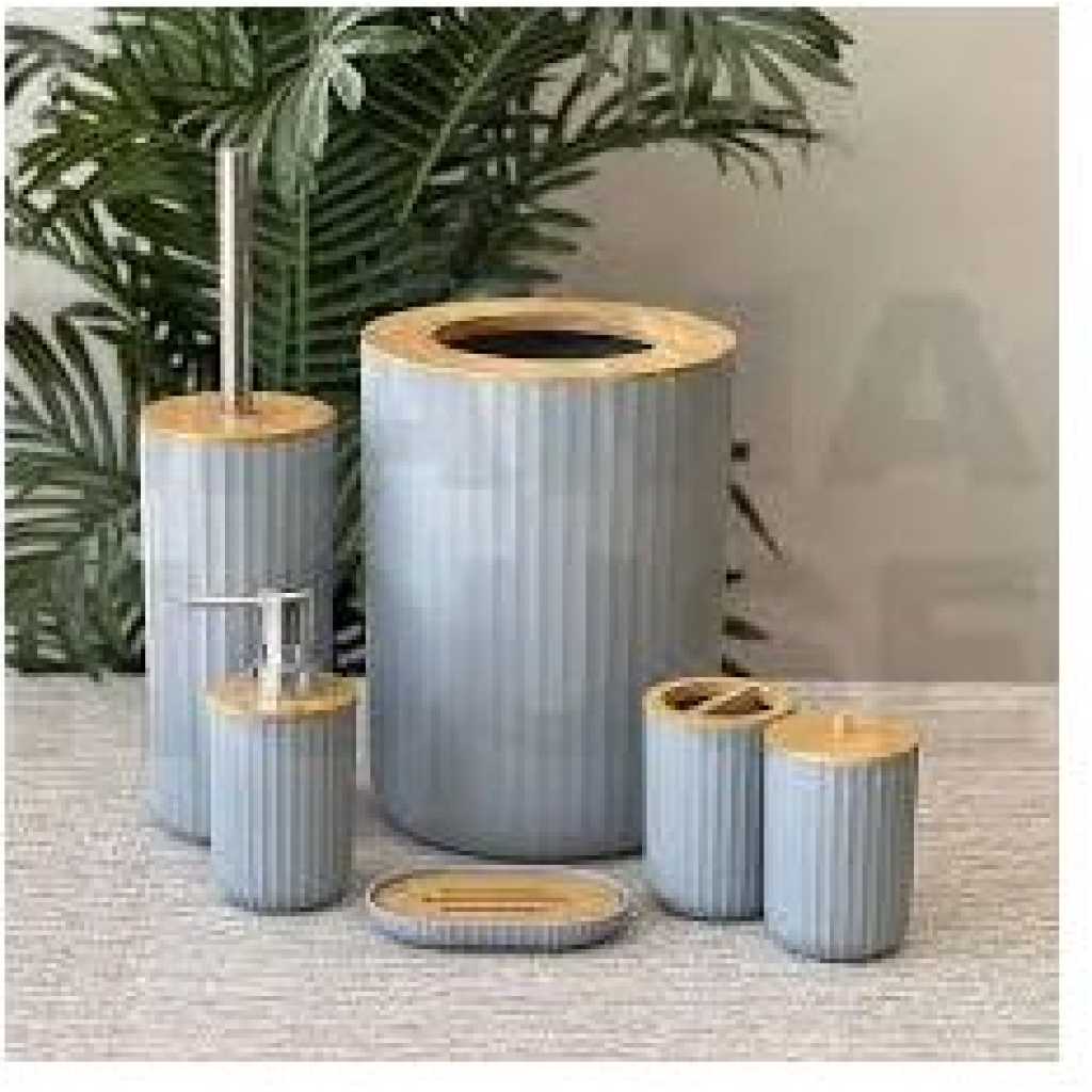 Bathroom Accessories Set, Bathroom Wash Set, 6 Pieces Waste Bin Toilet Brush Holder Toothbrush Holder Cup Soap Dispenser Soap Dish Bathroom Accessories Gift Set- Multicolor