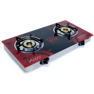 Pixel 2 Burner Tempered Glass Gas Stove With Automatic Ignition -Black