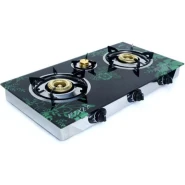 Pixel 3 Burner Tempered Glass Gas Stove With Automatic Ignition -Black