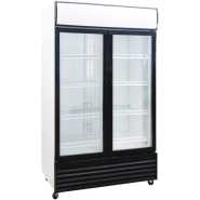 Venus 1000 L Double Display Cooler VUSC900; Vertical Display Chiller, Double Door Showcase Refrigerator - Black