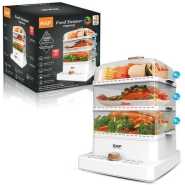 RAF 3 Tier Electric Food Cooking Steamer Pot With Display, Timer Fuction- Clear