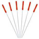 6 Pieces Shish Kebab Needle Sticks Double Ended Stainless Steel Shish Kebab Skewers Flat With Wooden Handle, Reusable Metal Picnic BBQ Barbecue Skewers For Meat, Vegetables For Grilling- Multicolor