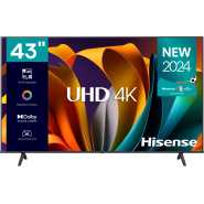 Hisense 43 - Inch 4K UHD VIDAA Smart TV 43A6N, Airplay 2, AI 4K Upscaler, Dolby Vision, With In-Built Free To Air Decoder, Bluetooth, HDMI, Chromecast, USB, Netflix, Youtube - Black (3YRs WRTY)