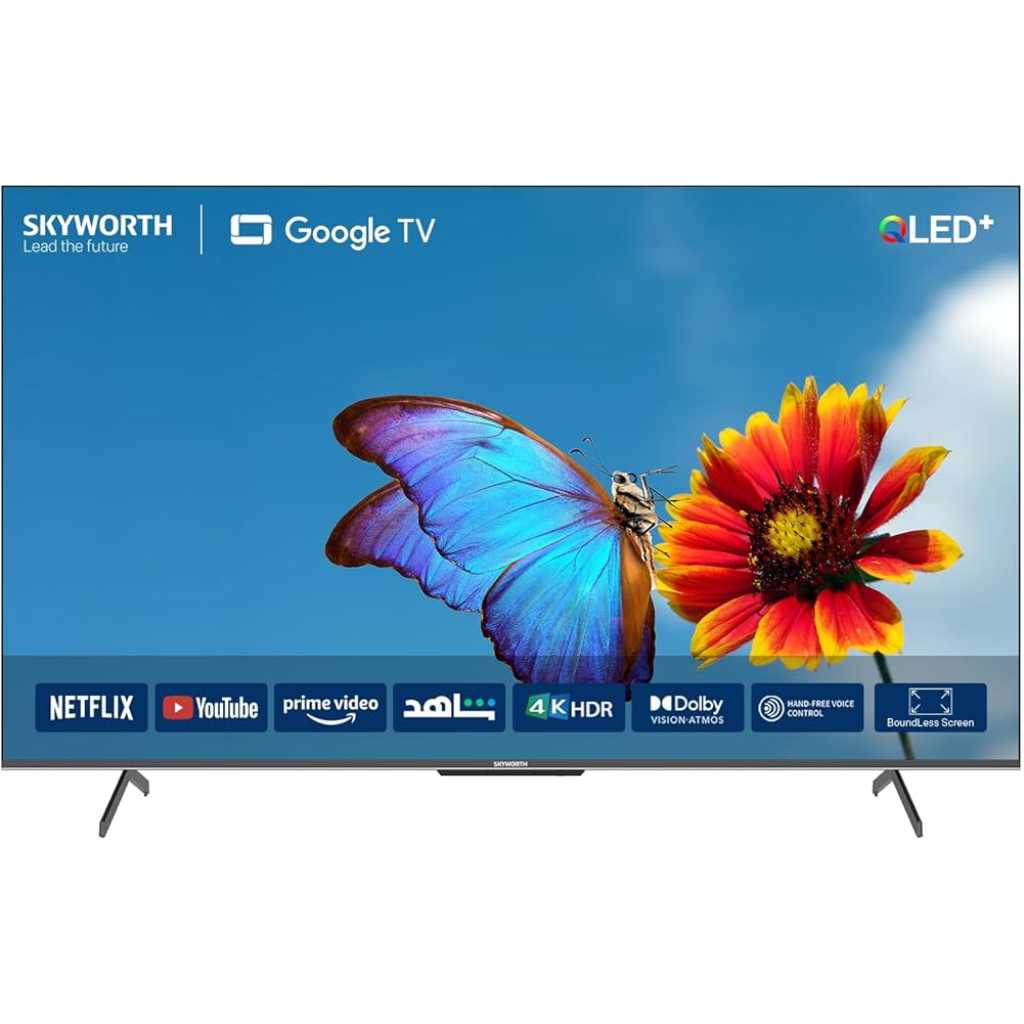 Skyworth 65 inch QLED UHD 4K Smart Google TV Voice Control Chromecast Built in Netflix Youtube Prime Video Bluetooth Inbuilt Free To Air Deccoder Black TilyExpress Uganda
