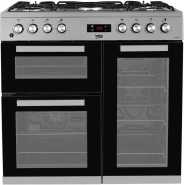 Beko KDVF90X 90cm Dual Fuel Range Cooker | 5 Gas | Tripple Cavity | Electric Oven & Grill | Oven Fan | Auto Ignition | Flame Failure Device