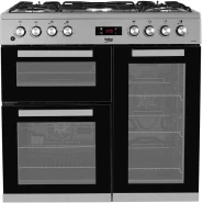 Beko KDVF90X 90cm Dual Fuel Range Cooker | 5 Gas | Tripple Cavity | Electric Oven & Grill | Oven Fan | Auto Ignition | Flame Failure Device