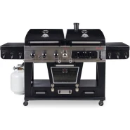 Ultimate 4-in-1 LP Gas ,Charcoal Combo Barbecue Grill With Electric Smoker -Black