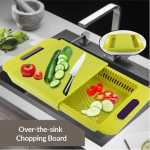 3 In 1 Chopping Board With Tray And Strainer Washing Bowl, Plastic Cutting Board, Kitchen Sink Drain Basket Vegetables And Fruits Wash Plastic Cutting Board Storage Drawer And Drain Tank Cut Wash And Store -Multicolor