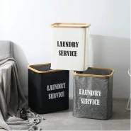 1 Piece Large Foldable Sturdy Bamboo Laundry Hamper,Laundry Basket,Foldable Hamper -Multicolor