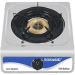 SONASHI SGB-102S Single Gas Stove, Cast Iron Burner Head w/Stainless Steel Panel, Plastic Knob, LPG |Home Appliances
