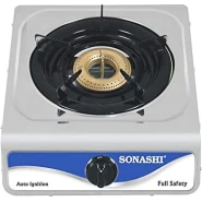 SONASHI SGB-102S Single Gas Stove, Cast Iron Burner Head w/Stainless Steel Panel, Plastic Knob, LPG |Home Appliances
