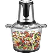 Sonashi Multi-Chopper with Powerful Motor and Max Capacity 3L | Chopper with Mincer Grinder Function & Glass Bowl | Stainless Steel Blade Set for Effective Chopping 3 L 500 W SMC-23G Black/Silver