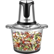 Sonashi Multi-Chopper with Powerful Motor and Max Capacity 3L | Chopper with Mincer Grinder Function & Glass Bowl | Stainless Steel Blade Set for Effective Chopping 3 L 500 W SMC-23G Black/Silver