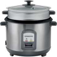KENWOOD 2-in-1 Rice Cooker 1.8L 10-Cups Rice with Food Steamer Basket, Non-Stick Cooking Pot, Temepered Glass Lid, Warm/Cook Lights, Spatula Holder, Detachable Cord RCM45.000SS Silver