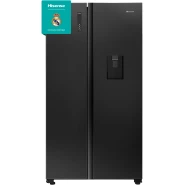 Hisense 670 - Litres Side-by-side Refrigerator with Dispenser H670SMIA-WD, Auto Defrost, Total No Frost - Glass Black (3YRs WRTY)