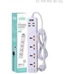 Winningstar Universal 8 Ways Strip 4 USB Port Extension Power Socket - White