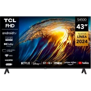 TCL 43-Inch Smart Android Full HD LED Digital TV 43S5400A, (2024 Model), Bluetooth, Youtube, Netflix, Prime Video, Google Play, Chromecast Built-In, HDR10, With Inbuilt Free To Air Decoder, Satellite Tuner - Black