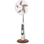 SPJ Solar Rechargeable Pedestal Fan with Built-in Light, USB Charger, and Dual DC Outputs - White & Maroon