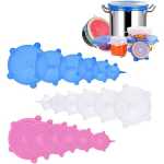 Silicone Stretch Seal Lids 6 Pieces Food Covers White BPA-Free Reusable Silicon Expandable Storage Covers for Bowl Airtight Platters Jars Salad Safe in Dishwasher Microwave and Freezer