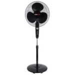 MeWe 16 Inch Stand Fan, Pure Copper Metal With Timer - Black