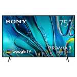 Sony 75 Inch Google TV, BRAVIA 3 LED 4K UHD Smart Google TV | K55S30 (2024)