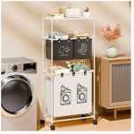 Foldable Dirty Clothes Basket Household 4 Grid Organizer Waterproof Home Bedroom Balcony Laundry Hamper Toilet Dampproof Closet Baskets Simple Clothing Storage Basket Rack Sorter With Removable Bags