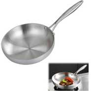 30cm Stainless Steel Uncoated Omelette Frying Pan, Frying Pan Skillet Tool, Fully Clad Cooking Pan For Even Heating, Kit, Fried Steak Pot Kitchen Cookware For Gas Stove And Induction Cooker Easy To Clean With Anti Scald Handle