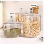 2 Piece Clear Acrylic Food Container Sealed Jar With Bear Handle Airtight Lid For Sugar Coffee Tea Leaf Dry Goods Candy Nuts Grain Cereal Seasoning Storage Box Tea Spices Bottles