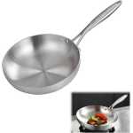 24cm Stainless Steel Uncoated Omelette Frying Pan, Frying Pan Skillet Tool, Fully Clad Cooking Pan For Even Heating, Kit, Fried Steak Pot Kitchen Cookware For Gas Stove And Induction Cooker Easy To Clean With Anti Scald Handle