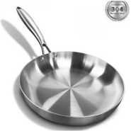 22cm Stainless Steel Uncoated Omelette Frying Pan, Frying Pan Skillet Tool, Fully Clad Cooking Pan For Even Heating, Kit, Fried Steak Pot Kitchen Cookware For Gas Stove And Induction Cooker Easy To Clean