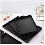 3 Pieces Deep Rectangular Melamine Trays Restaurant Cafe Hotel Kitchen Plastic Custom Non-slip Trays Set Serving Trays Tea Coffee Oyster Buffet Food Service Water Glasses And Cup Trays Room Washing Storage Trays