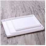 3 Pieces Deep Rectangular Melamine Trays Restaurant Cafe Hotel Kitchen Plastic Custom Non-slip Trays Set Serving Trays Tea Coffee Oyster Buffet Food Service Water Glasses And Cup Trays Room Washing Storage Trays- White