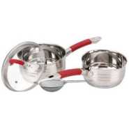 4-Pc Stainless Steel Milk Pan And Sauce Pans Set, Multipurpose Cookware Set Glass Lid And Tea Strainer Sieve For All Stovetop And Induction Cooktops,