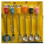 Cartoon Silverware Set, 6 Pieces Creative Stainless Steel Long-Handled Forks And Stirring Soup Spoon Gift Box Cartoon Cake Dessert Ice Cream Coffee Spoons Tableware, Home Children Cutlery Flatware Set