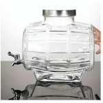 8L Mason Jar Glass Barrel Keg With Lid Glass Beverage Dispenser With Leak-proof Spigot, Drink Decanter Barrel With Sturdy Bamboo Stand Refrigerator Water Dispenser With Tap And Steel Cork Lid - Ideal For Refrigerator, Infused Waters & Juices