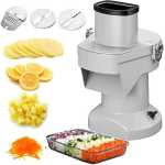 3 In 1 Automatic Commercial Stainless Steel Fruit And Vegetable Chopper, Cutter Electric Food Dicer Molds Blades Vegetable Cube Cutter, 200w Electric Vegetable Slicer With 6/8/10/13/15/22 Mm Blades, For Fruit And Vegetable Onions Potatoes