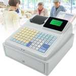 81 Keys Desktop USB POS Electronic Cash Register, Cashier LCD Dispaly Serial Port With Removable Cash Tray Register With Drawer Flat Keyboard And Thermal Printer, 8-Digital Cash Register For Retail Business Restaurant Store Supermarket Groceries