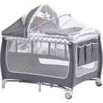 Travel Bed for Baby, Portable Baby Playpen with Entryway, Infant Toddler Bed, Folding Travel Baby Cot with bag -Grey Pink, With Changing Table