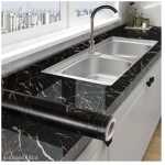 Self-Adhesive Wall Sticker Waterproof And Heat Resistant Drawer 60cm X 200CM Kitchen Oil Proof Foil Stickers Backsplash Wallpaper Vinyl Peel And Stick Contact Paper, Anti-Mold, Stain-Resistant Paper - Black Marble 03 (60cm X 200cm) -Multicolor