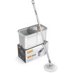 Microfiber Spin Mop & Bucket Set For Floor Cleaning, Includes Mop Head With Detachable Steel Basket